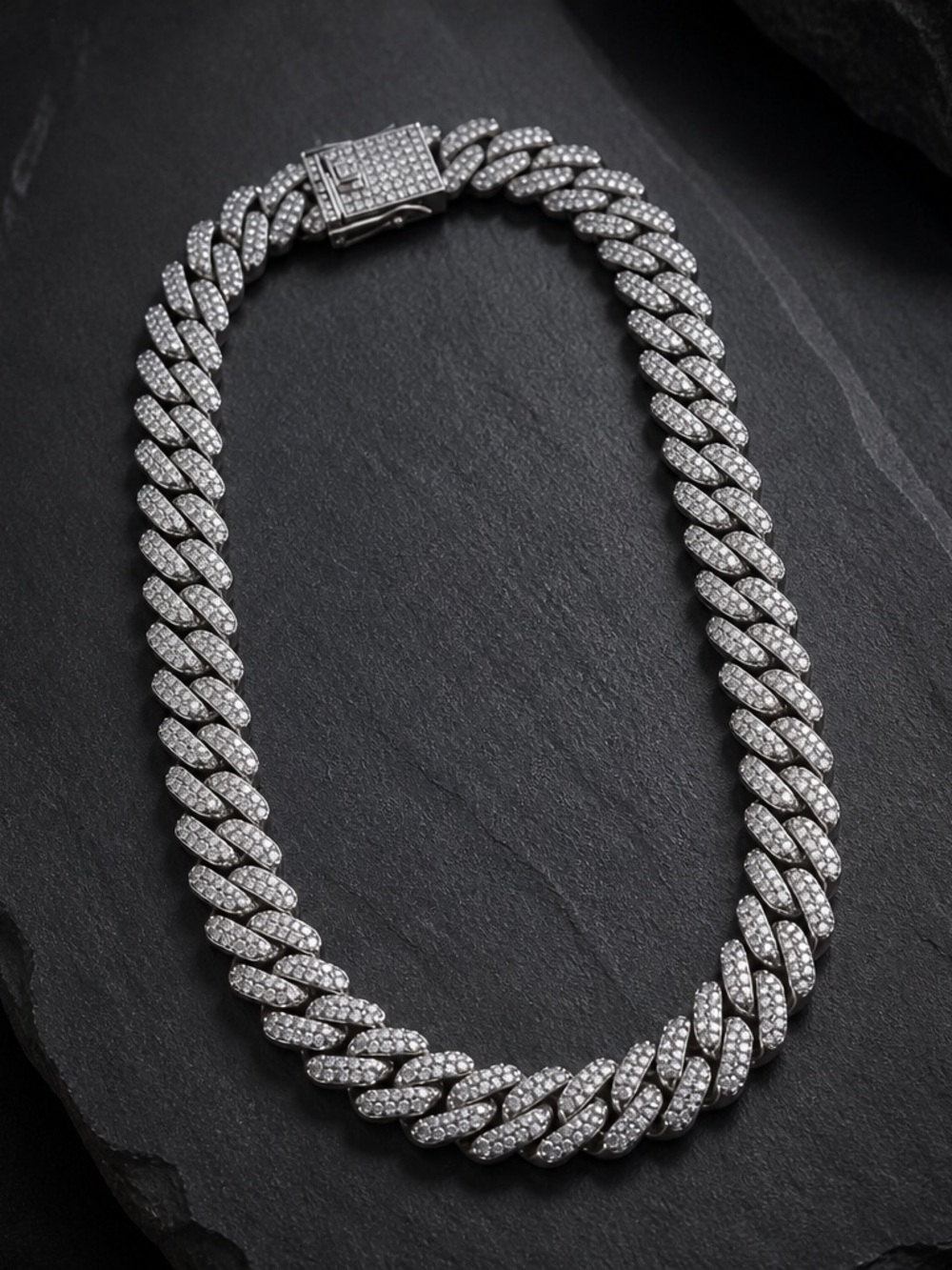Pavé Cuban Link Necklace in Silver - Women's Jewelry